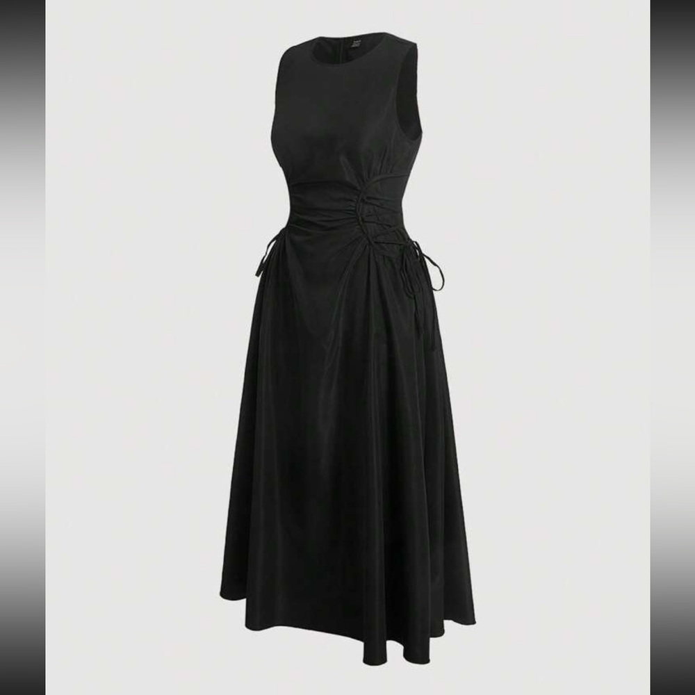 Black tie lace side midi maxi flowy fur no flare style Dre’s - Picture 1 of 3